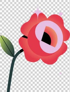 Abstract flower is blooming in flat vector style with gradient leaf, sparkle, 库存插图