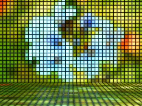 Abstract flower on colored background made out of light cubes Stock Illustration