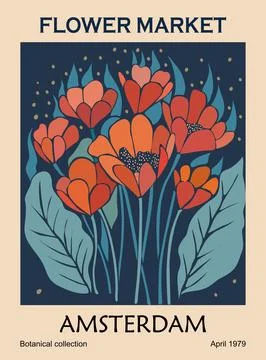 Abstract flower colorful vector wall art poster. Stock Illustration