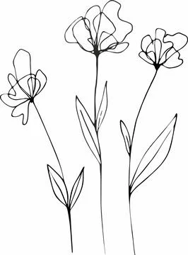 Abstract flower in continuous line art drawing style. Black linear sketch iso Stock Illustration