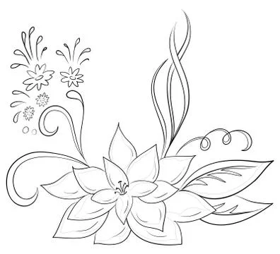 Abstract flower, contours Stock Illustration