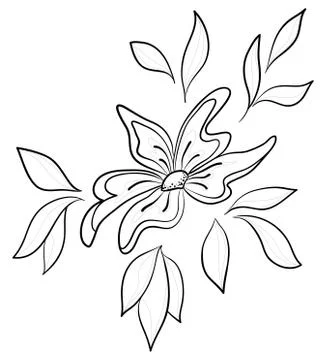 Abstract flower, contours Illustrazione stock
