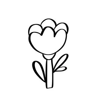 Abstract flower drawing in a simple black and white style vector illustration Stock Illustration