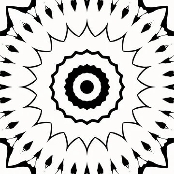 Abstract flower with folk style linear ornaments forming Stock Illustration