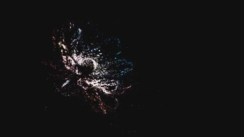 Abstract flower formed by glowing particles and dust on black background Stock Footage 337523814