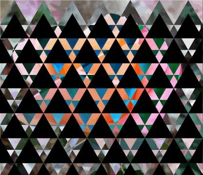 Abstract flower geometric background with triangles, water waves blurred back Stockillustratie