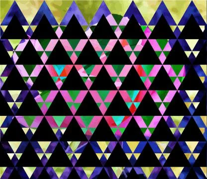 Abstract flower geometric background with triangles, water waves blurred back Illustrazione stock
