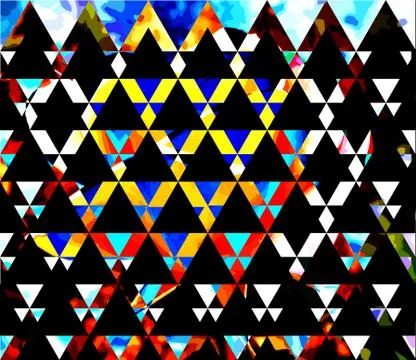 Abstract flower geometric background with triangles, water waves blurred back Illustrazione stock