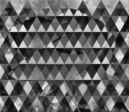 Abstract flower geometric background with triangles, water waves blurred back Illustrazione stock