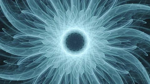 Abstract flower geometric patterns swirling and converging in the center Stock Footage 142772245