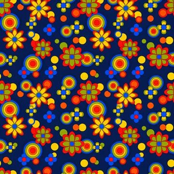 Abstract flower groovy psychedelic pattern. Stock Illustration