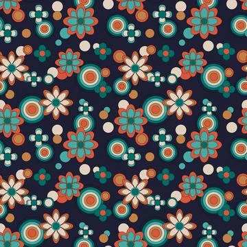 Abstract flower groovy psychedelic pattern. Stock Illustration