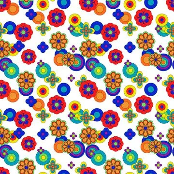 Abstract flower groovy psychedelic pattern. Stock Illustration