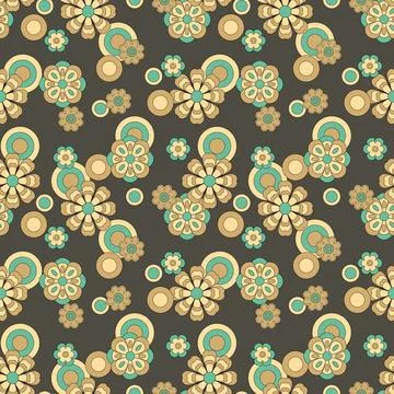 Abstract flower groovy psychedelic pattern. Vector illustration. Stock Illustration