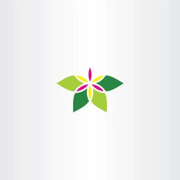 Abstract flower with leaves icon vector sign Stock Illustration