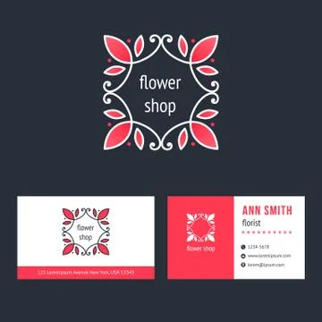 Abstract flower logo design with template business card Stock Illustration