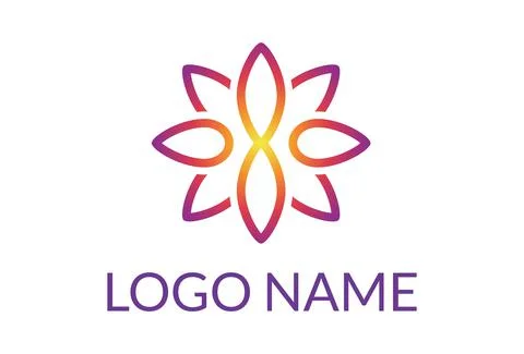 Abstract flower Logo design vector template linear style Stock Illustration