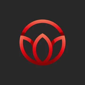Abstract flower logo in the form of a round basket, the shape of a red tuli.. Stock Illustration