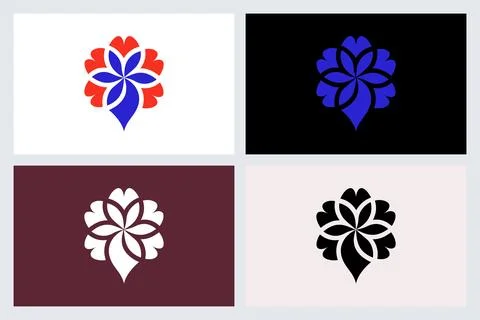 Abstract Flower Logo Symbol Variations Stock Illustration