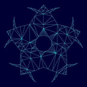 Abstract flower low poly triangulation triangulated polygonal electric cyan b Ilustración de archivo