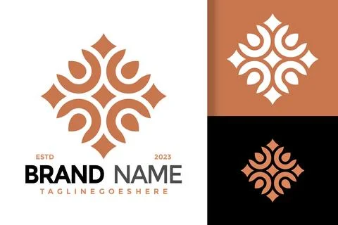 Abstract Flower Ornament Leaf Unique Logo Stock Illustration
