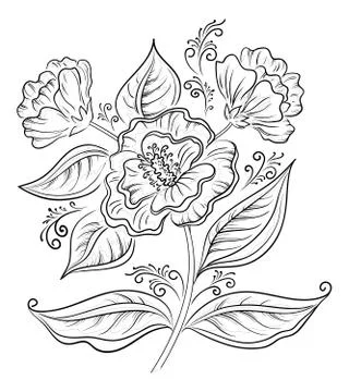 Abstract flower, outline Illustrazione stock