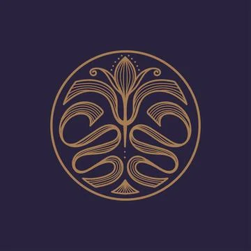 Abstract flower outlines vector design Stock Illustration