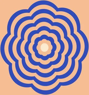 Abstract flower pattern in blue and peach tones creating a floral optical i.. Stock Illustration