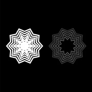 Abstract flower pattern icon outline set white color vector illustration flat Stock Illustration