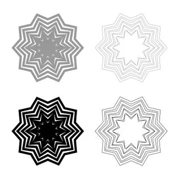 Abstract flower pattern icon outline set black grey color vector illustration Stock Illustration