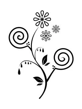 Abstract flower pattern with leaves and spirals. Stock Illustration