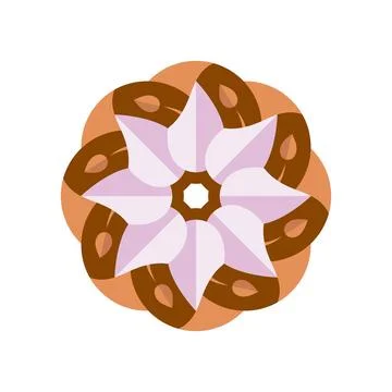 Abstract flower pattern in warm tones, symmetrical pink and brown design Stock Illustration
