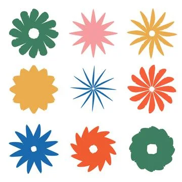 Abstract flower patterns collection. Colorful vector illustration. Stock Illustration