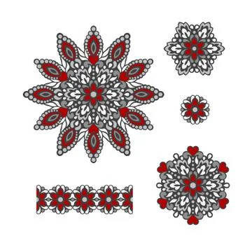 Abstract Flower Patterns. Decorative ethnic elements for design Stock Illustration