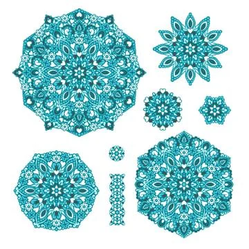 Abstract Flower Patterns. Decorative ethnic elements for design Stock Illustration
