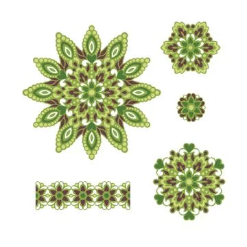 Abstract Flower Patterns. Decorative ethnic elements for design Stock Illustration