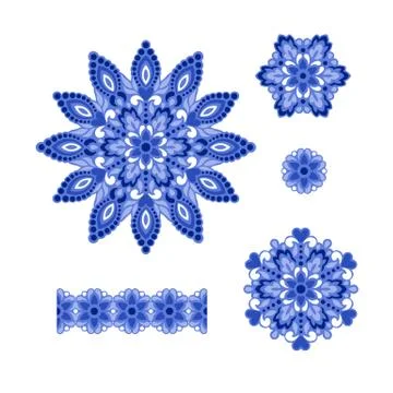 Abstract Flower Patterns. Decorative ethnic elements for design Stock Illustration