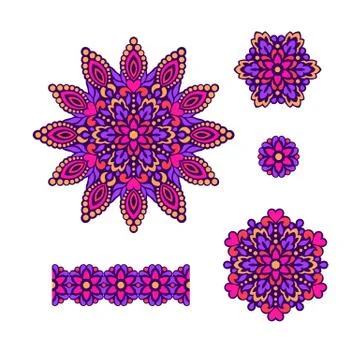 Abstract Flower Patterns. Decorative ethnic elements for design Stock Illustration