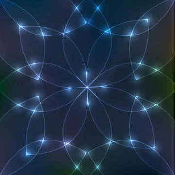 Abstract flower petals dark background with glow Stock Illustration