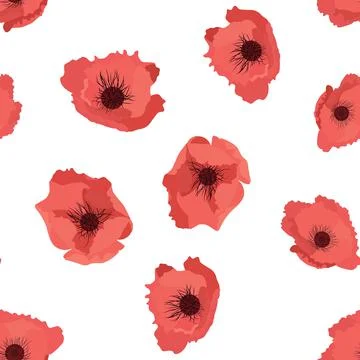 Abstract Flower poppy Seamless Pattern Background. Illustration Stock Illustration