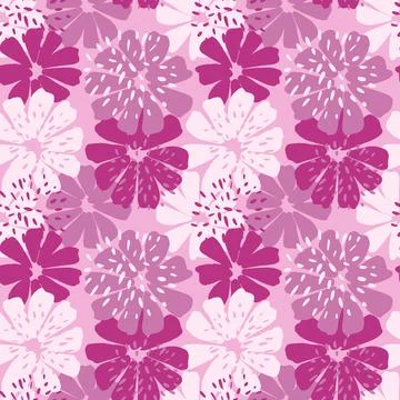 Abstract flower seamless pattern. Decorative pink chamomile background. Stock Illustration