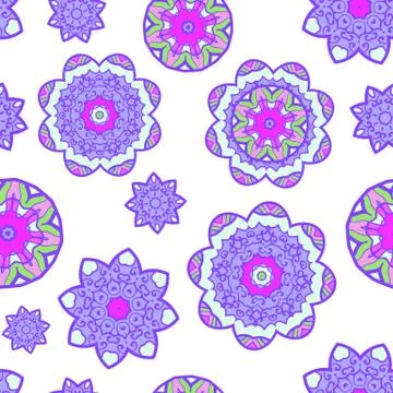 Abstract flower seamless pattern. Vector illustration. Illustrazione stock