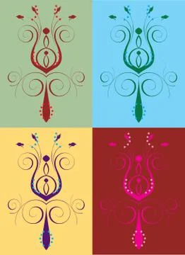Abstract Flower Set Stock Illustration