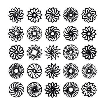 Abstract Flower Shape Design Element Set Stock Illustration