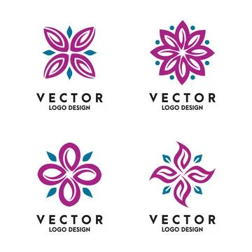 Abstract Flower Shape Logo Design Vector Stock Illustration