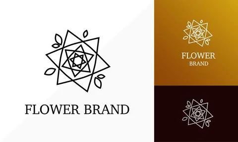 Abstract flower shape made of triangles and leaves. logo for a store or brand Stock Illustration
