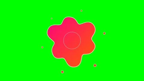 Abstract flower shape with red gradient and white border on green background Stock Footage 340267897