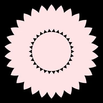 Abstract Flower Shape Silhouette with Circular Center Design Stock Illustration
