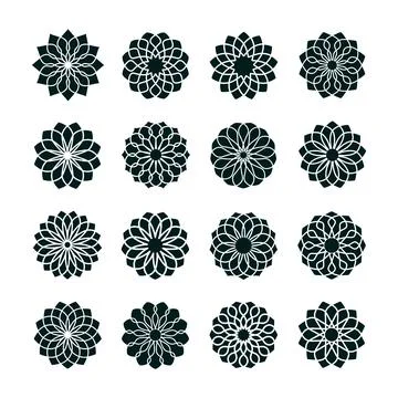Abstract Flower Shape Vector Set Stock Illustration