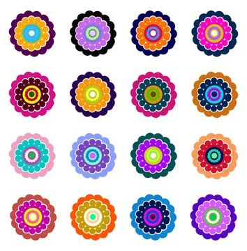 Abstract flower shaped design vector element set Stock Illustration